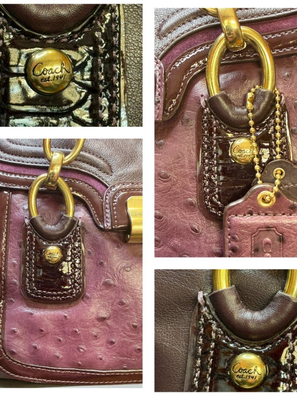 Coach Kristin Ostrich Embossed Leather Spectator Satchel — EUC - Picture 13 of 16